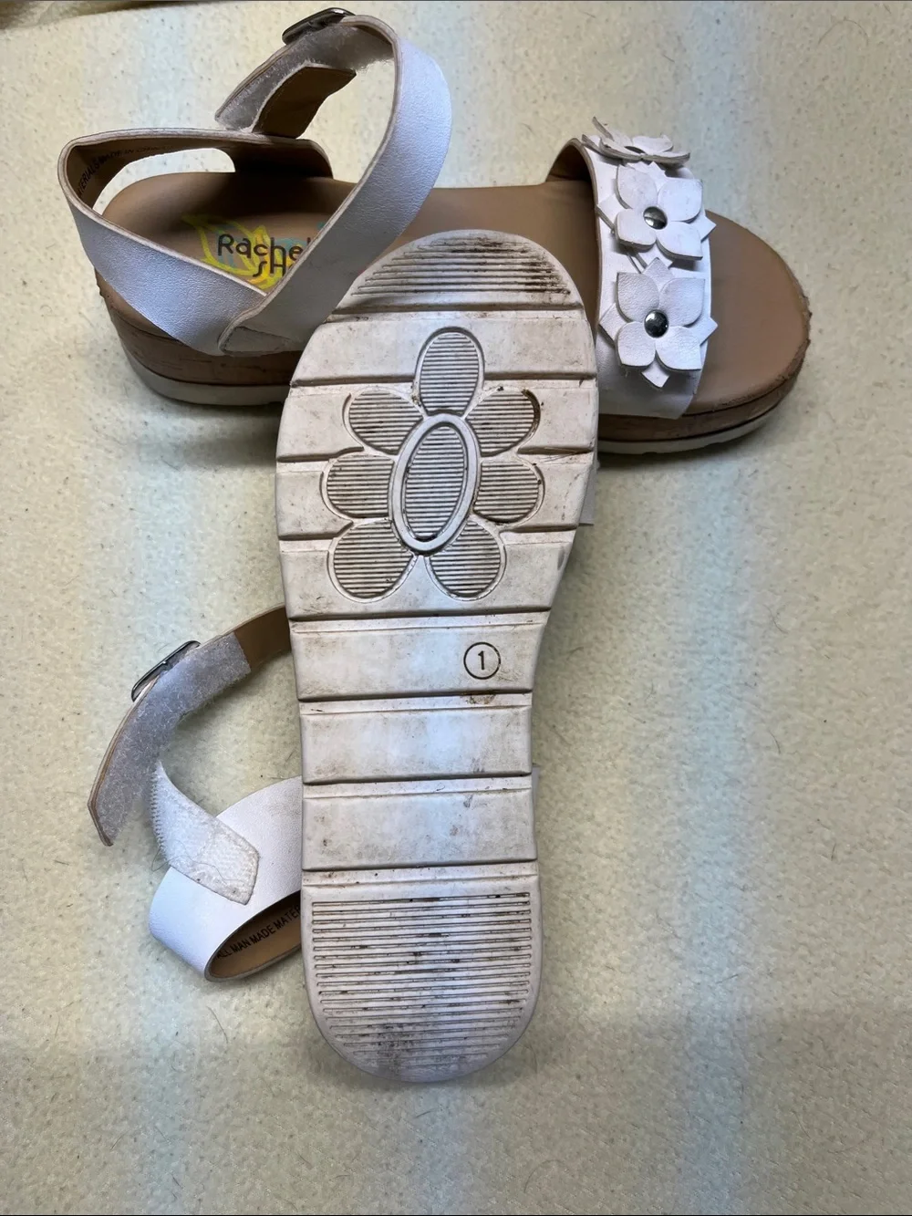 Rachel Shoes White Floral Cork-Platform Sandals